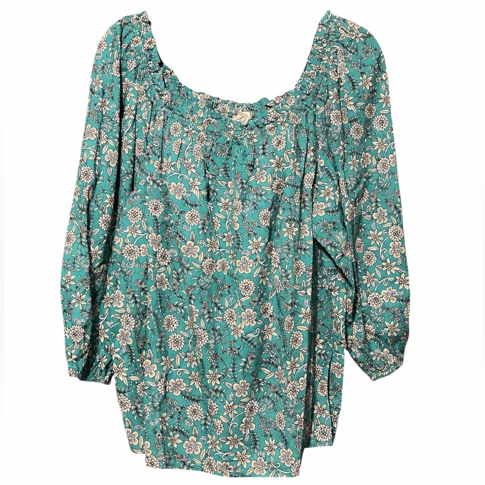 St. John's Bay Teal Floral Off-Shoulder blouse